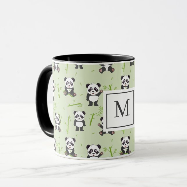 Mug Ourson Panda Mignon Bamboo Kawaii Animaux Monogram (Devant gauche)