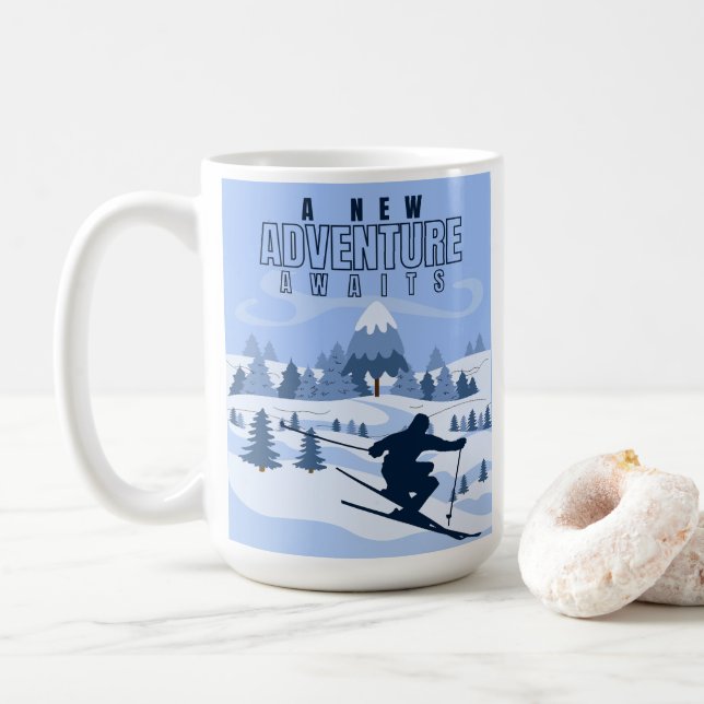 Mug Outdoor Adventure snowboard hiver (Avec donut)