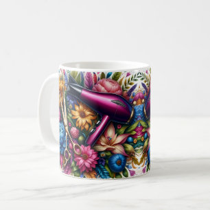 Mug Outils de coiffeur floraux