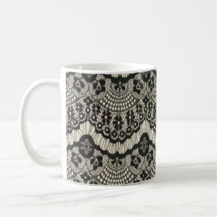 Mug Ouvrage en dentelle de tissu. Ornement floral en