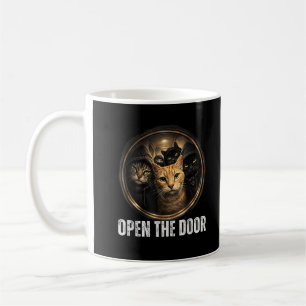 Mug Ouvrez La Porte Mème De Chat Drôle Design D'humour