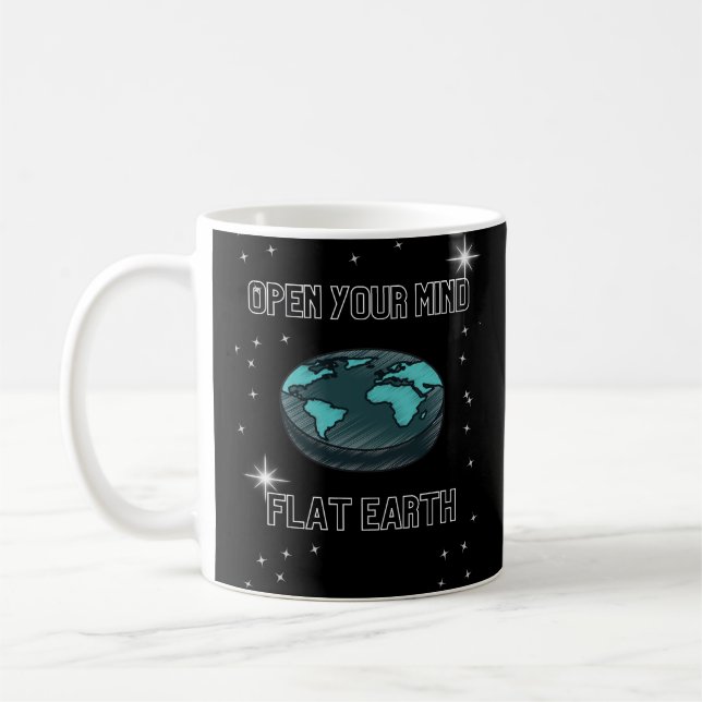 Mug Ouvrez votre esprit Unisex Black Men Femmes Flat E (Gauche)