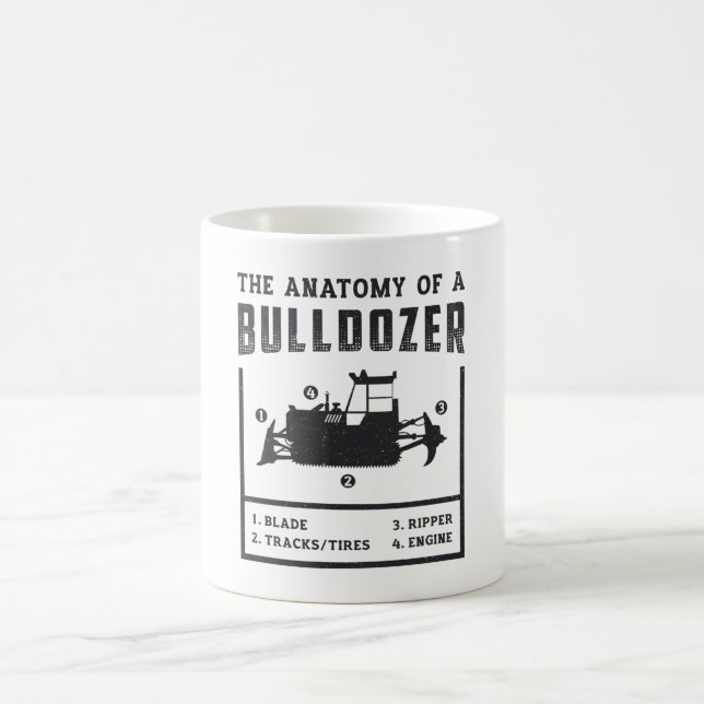 Mug Ouvrier De Construction L'Anatomie D'Un Bulldozer (Centre)
