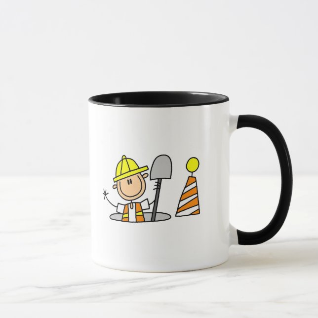 Mug Ouvrier du bâtiment dans une bouche d'égout (Droite)