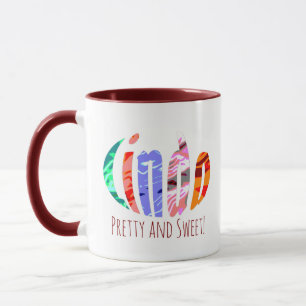 Mug Ovale Amusant Abstrait Coloré Linda Nom, Personnal