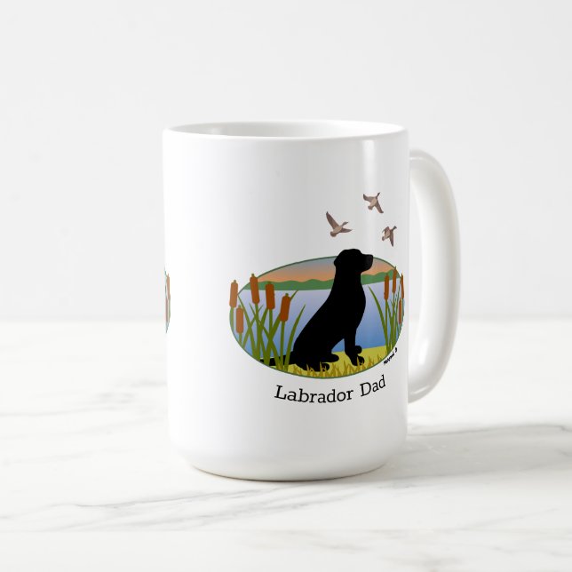 Mug Ovale du coucher de soleil des oiseaux du Labrador (Devant droit)