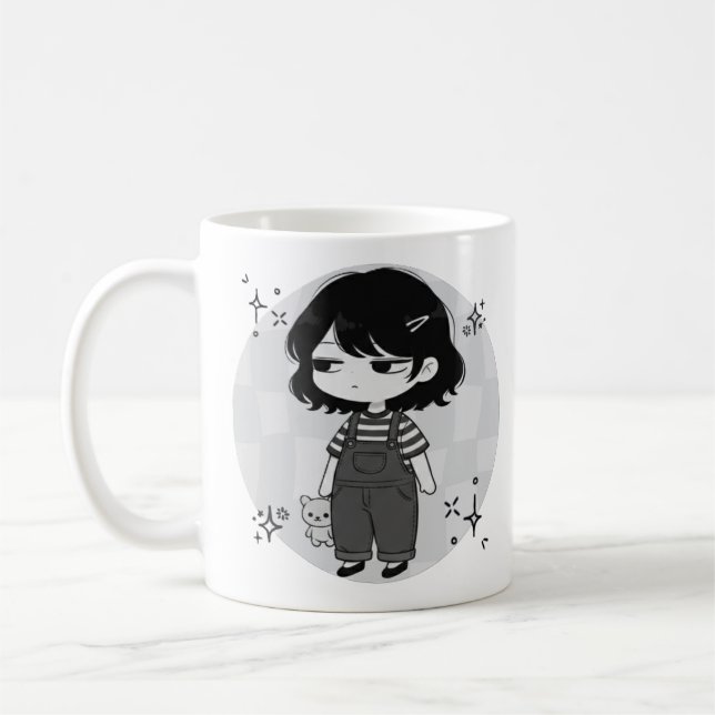 Mug Over It Round Aesthetic Chibi Girl Illustration (Gauche)