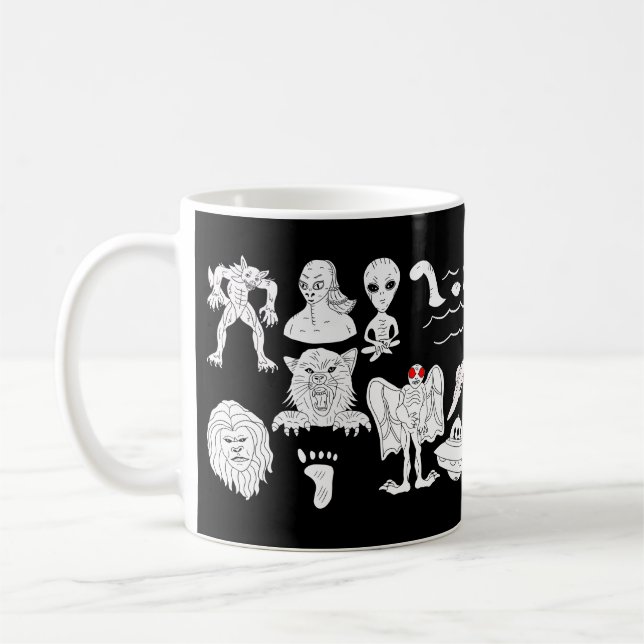 Mug OVNI, Alien, Bigfoot, Mothman, Dogman, Cryptides (Gauche)