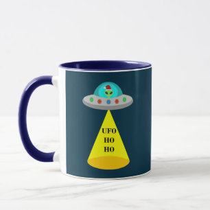 Mug OVNI de Noël Ho Ho Alien soucoupe volante