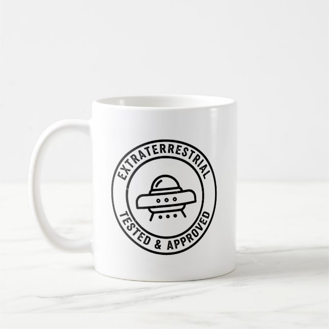 Mug OVNI extraterrestre drôle Testé & Approuvé (Gauche)
