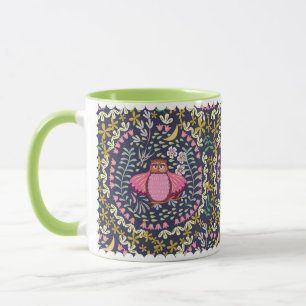 Mug Owl Folk Navy