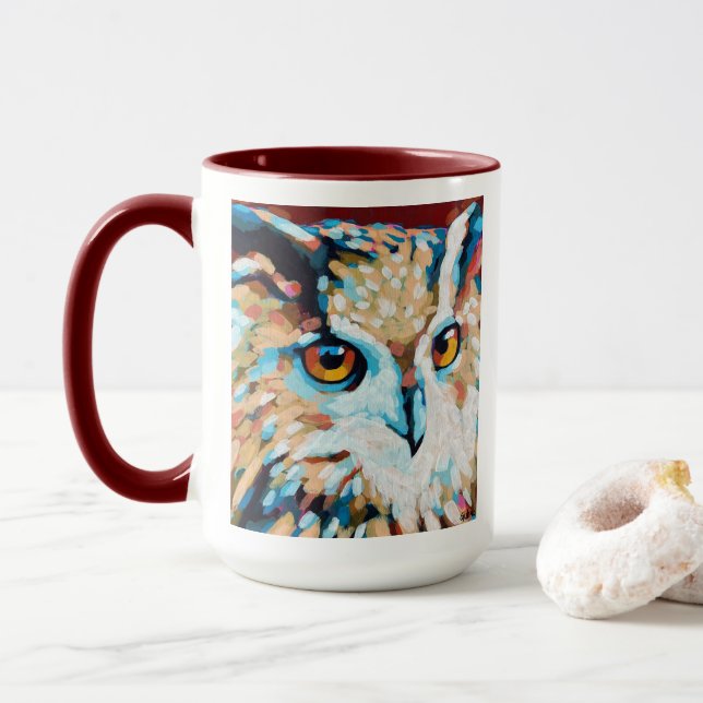 Mug Owl Painting - Gift for Animal Lovers (Avec donut)