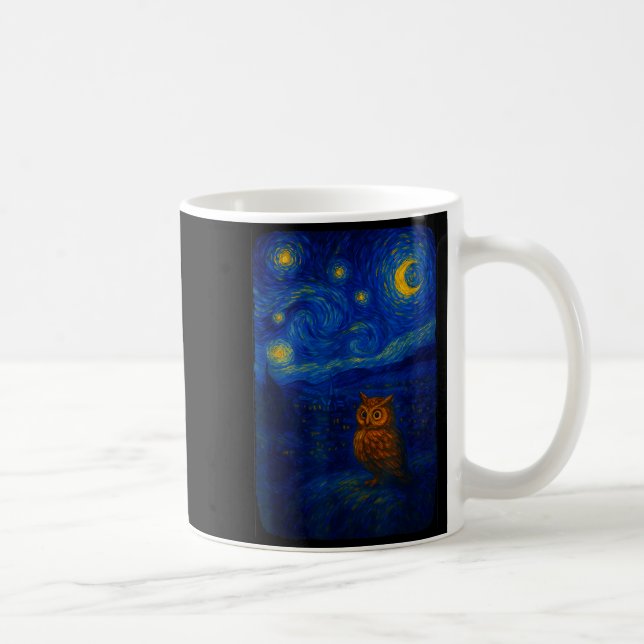 Mug Owl Starry Cute Night Van Gogh Owl Bird Lovers Wom (Droite)