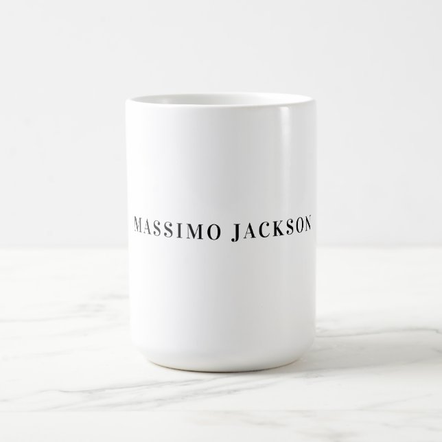 Mug Own Name Decorative Minimalist Plain Black White (Centre)