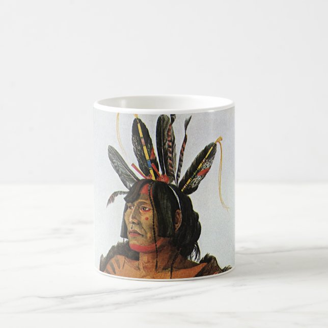 Mug Pachtuwa-Chta, Arikara Warrior Portrait par Bodmer (Centre)