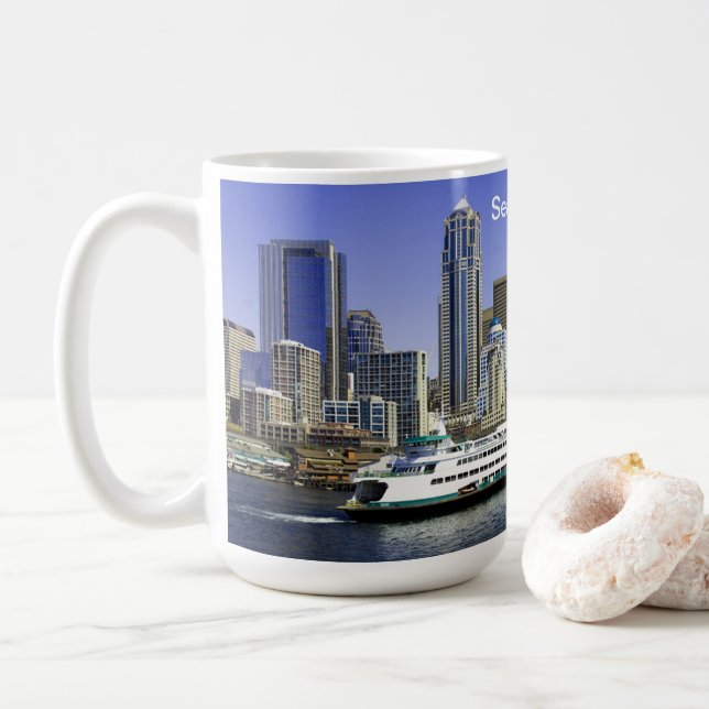 Mug Pacific Northwest Seattle Ferry & Builds (Avec donut)