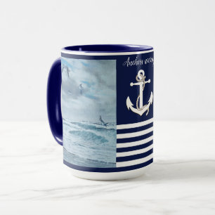 Mug Pacifique mer/marine bleu/voilier/ancres