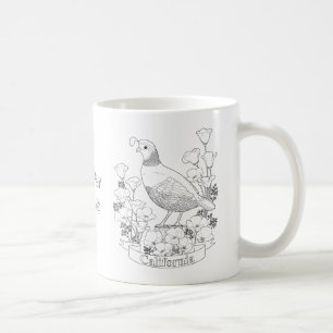 Mug Page de coloration des oiseaux et des fleurs de l'