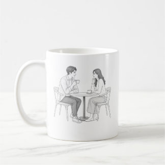Mug Page de coloriage de couple romantique au café en