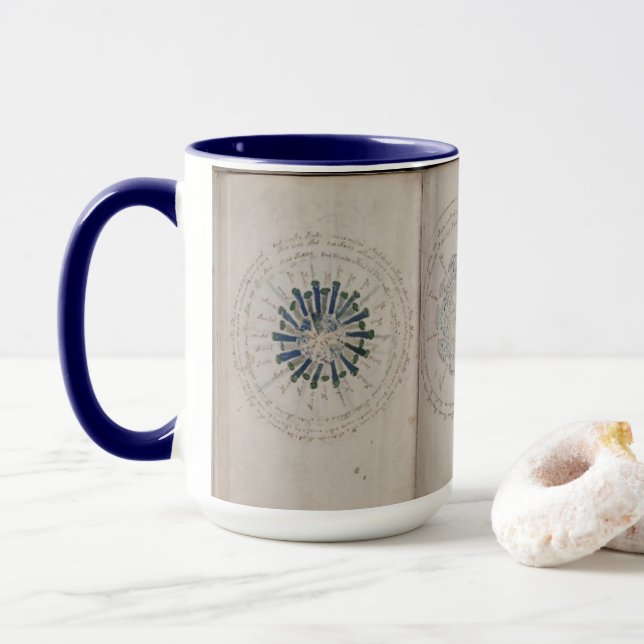 Mug pages du manuscrit de Voynich Astronomique (Avec donut)