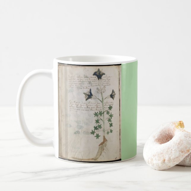 Mug Pages du manuscrit de Voynich Codex botanique anci (Avec donut)