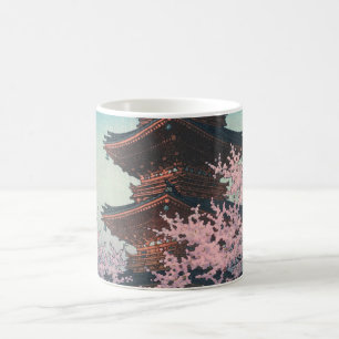 Mug Pagode de printemps japonaise vintage sur une soir