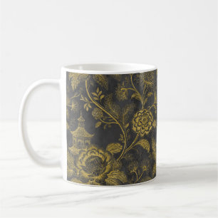 Mug Pagode Florale Vintage Élégante en Chinoiserie Or