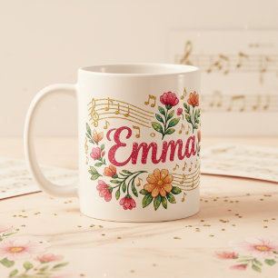 Mug Pailleté Amoureux de Musique Fleurie Emma