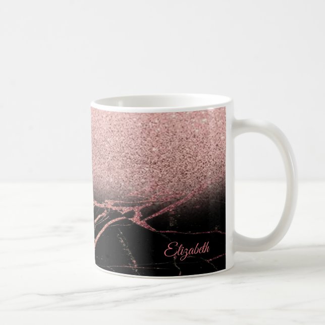 Mug Pailleté or rose cool, Marbre - Personnalisé (Droite)