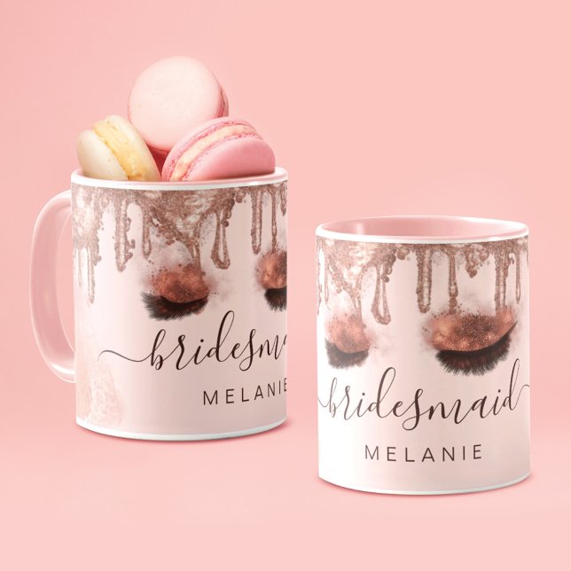 Mug Pailleté Or Rose Dégoulinant Glam Beauté Nom Perso (Créateur téléchargé)