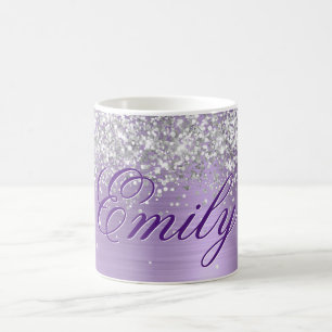 Mug Paillettes argentées personnalisées sur feuille de