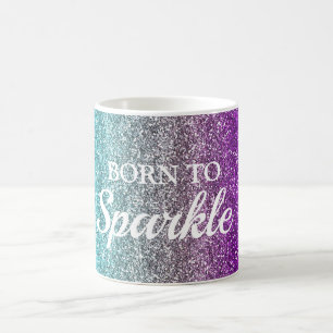 Mug Paillettes Bleu, Gris et Violet Née pour Briller