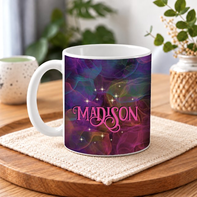 Mug Paillettes colorées élégantes monogramme fumée (Créateur téléchargé)