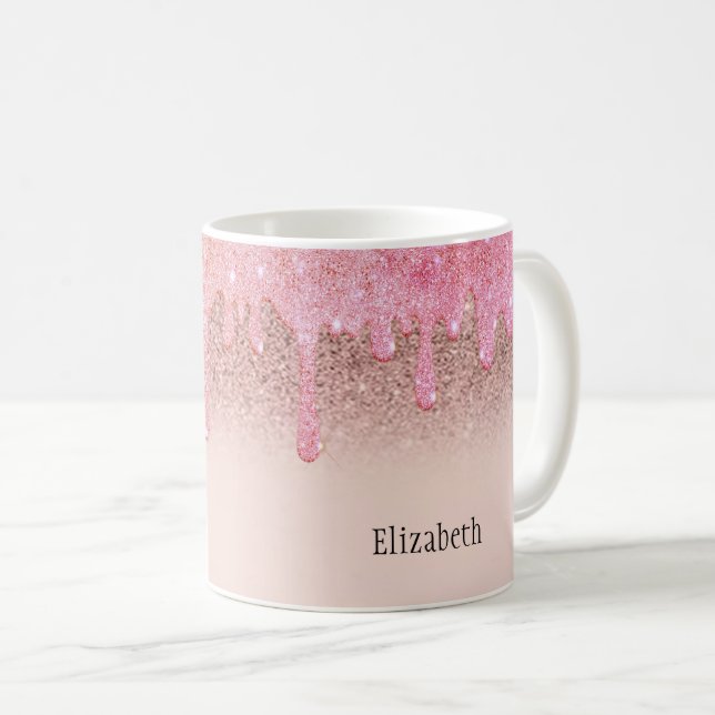 Mug Paillettes de rose doré tendance à gouttes (Devant droit)