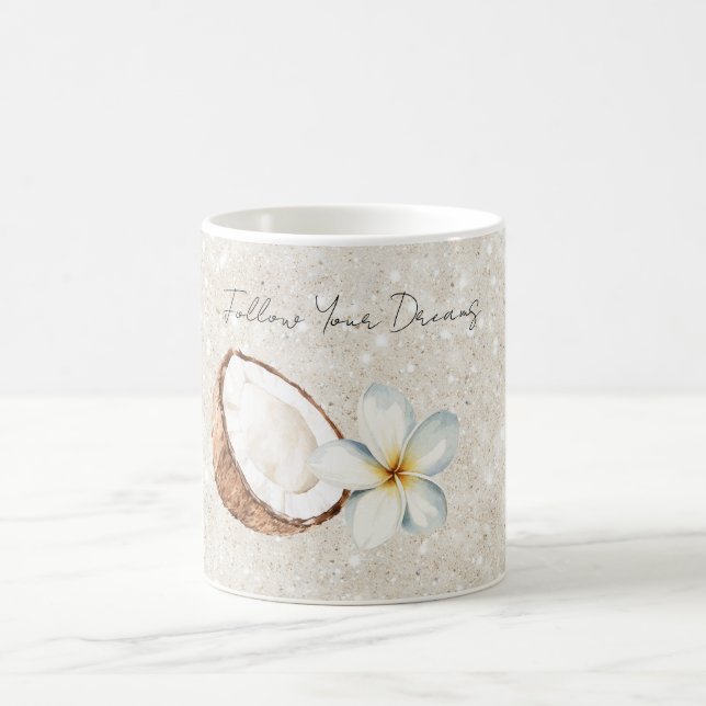 Mug Paillettes de sable de fleur de plumeria de noix d (Centre)
