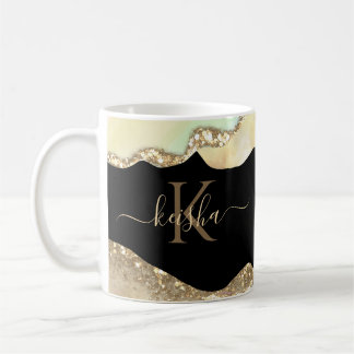 Mug Paillettes dorées fausses et vagues pastel Bling
