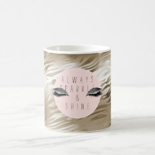 Mug Paillettes dorées glamour argenté yeux rayures éti