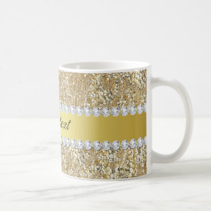 Mug Paillettes et diamants fascinants d'or de Faux