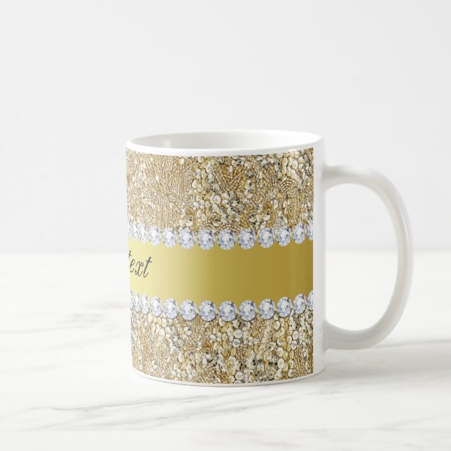 Mug Paillettes et diamants fascinants d'or de Faux (Droite)