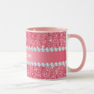 Mug Paillettes et diamants roses de Faux
