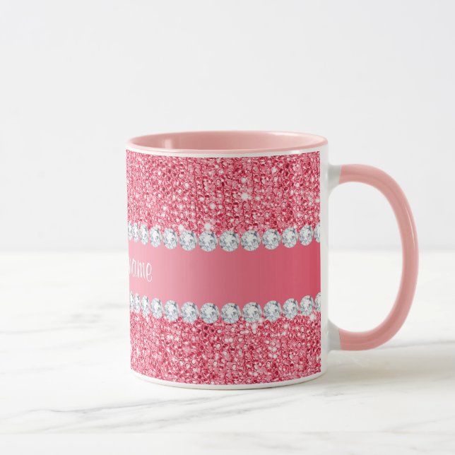Mug Paillettes et diamants roses de Faux (Droite)