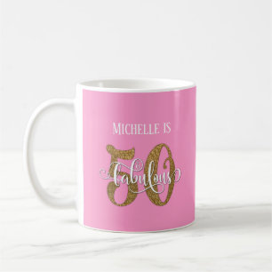 Mug Paillettes et écriture 50 et Fabuleuse sur fond ro