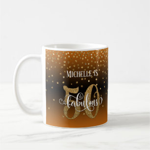 Mug Paillettes et écriture 50 et fabuleux, ombré orang