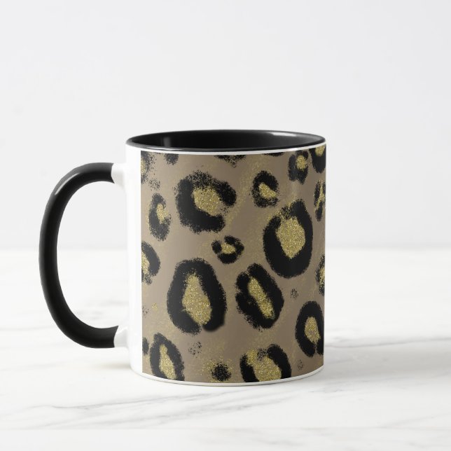 Mug Paillettes Or Brun & Imprimé Léopard Guépard Noir (Gauche)