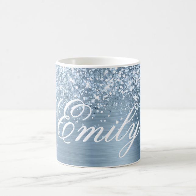 Mug Paillettes Personnalisées Légèrement Bleu Clair Fe (Centre)