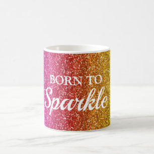 Mug Paillettes Rose et Jaune Brillantes Nées pour Bril
