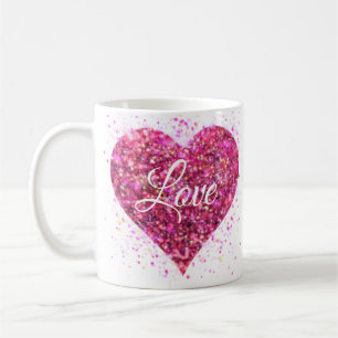Mug Paillettes rose pétillant coeur amour valentine