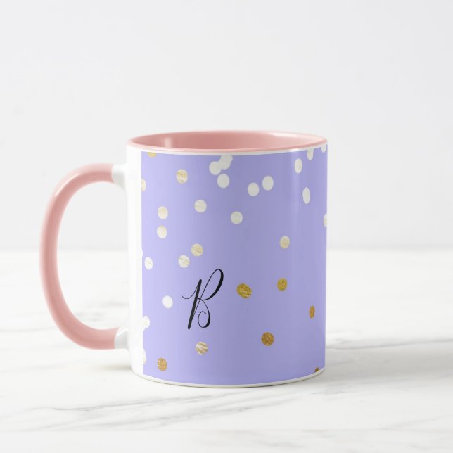 Mug Paillettes violettes et orées Points de confettis  (Gauche)
