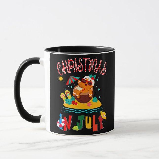 Mug Pain de gingembre Noël en juillet Plage Funny été (Gauche)