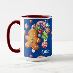 Mug Pain d'épice Noël Menthe Bleue Nom Neige